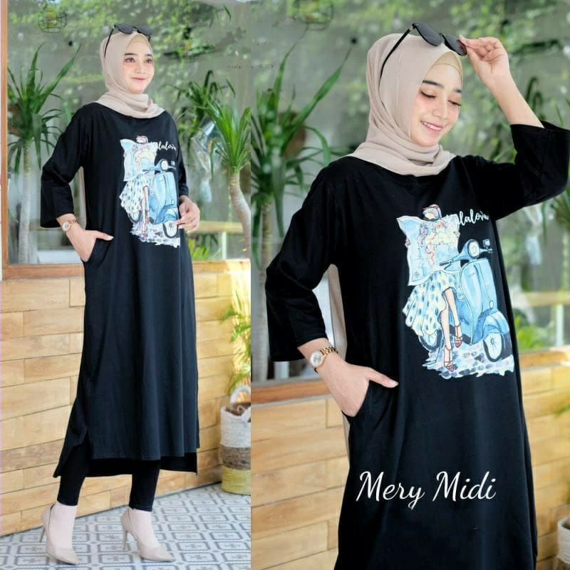 MERY MIDI KALALOVA KAOS IMPORT BAHAN COMBED 24S DENGAN APLIKASI SABLON