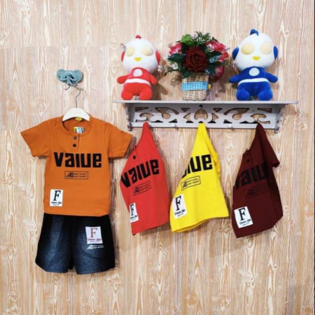 setelan celana pendek xunkids kancing import