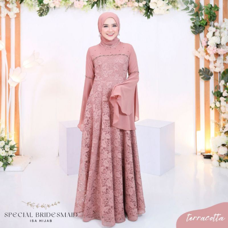 Ready Bridesmaid Dress Style 1 by ISA Hijab / Dress set Pashmina