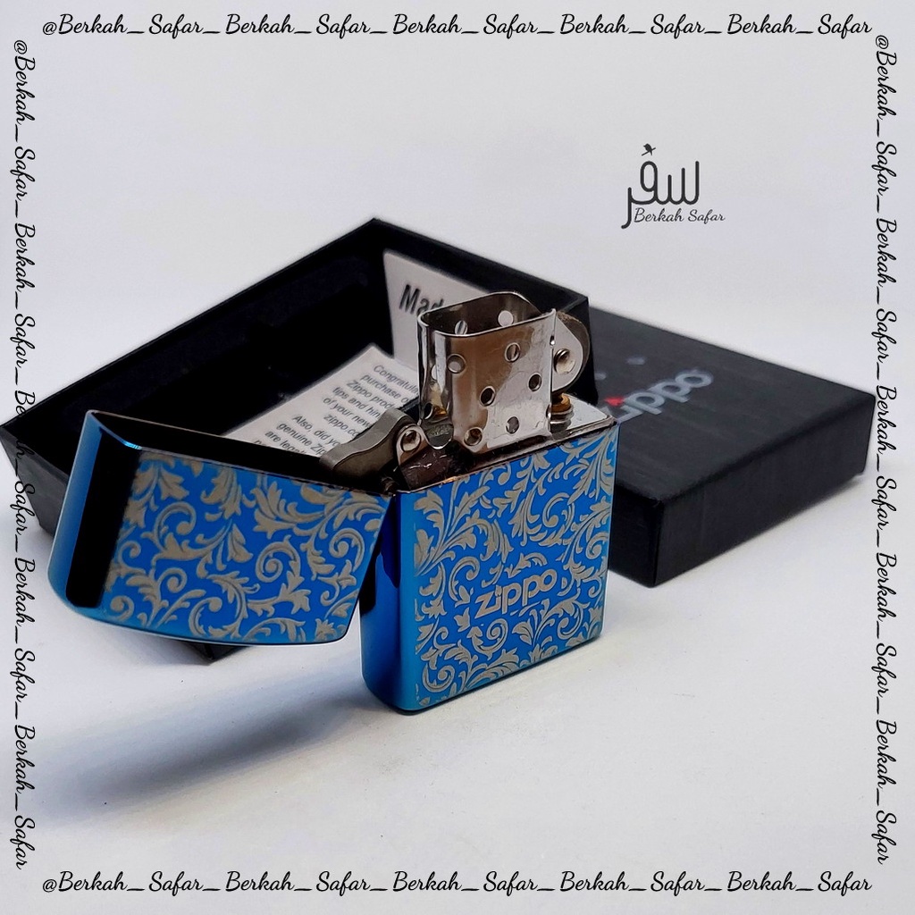 Korek Zippo Blue Ice Batik 2 Sisi Premium Grade Orl - Free Box