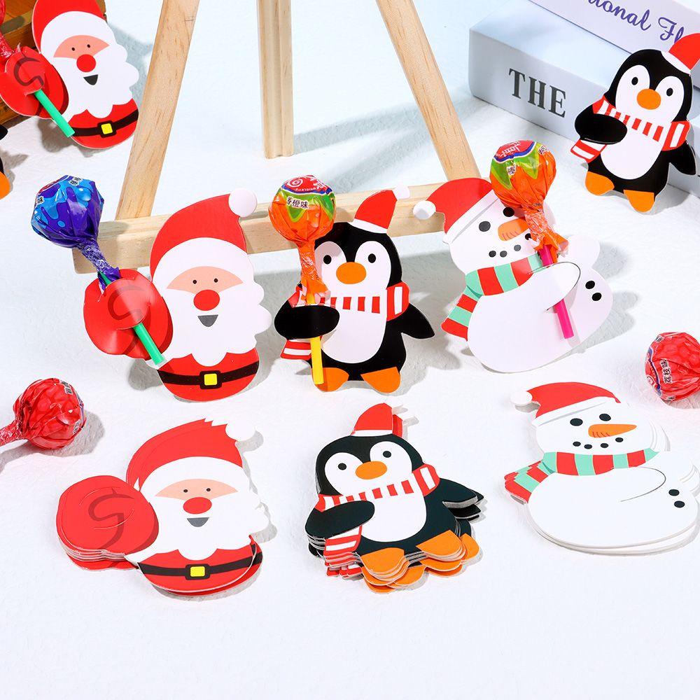 Preva 50Pcs Kartu Lollipop Hiasan Natal Xmas Decor Hadiah Anak Kue Pop