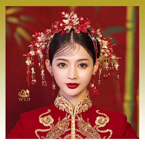 WED Hairpin traditional hair piece Mahkota Merah Anting Jepit Rambut Chinese Hairpiece Sangjit Sirka