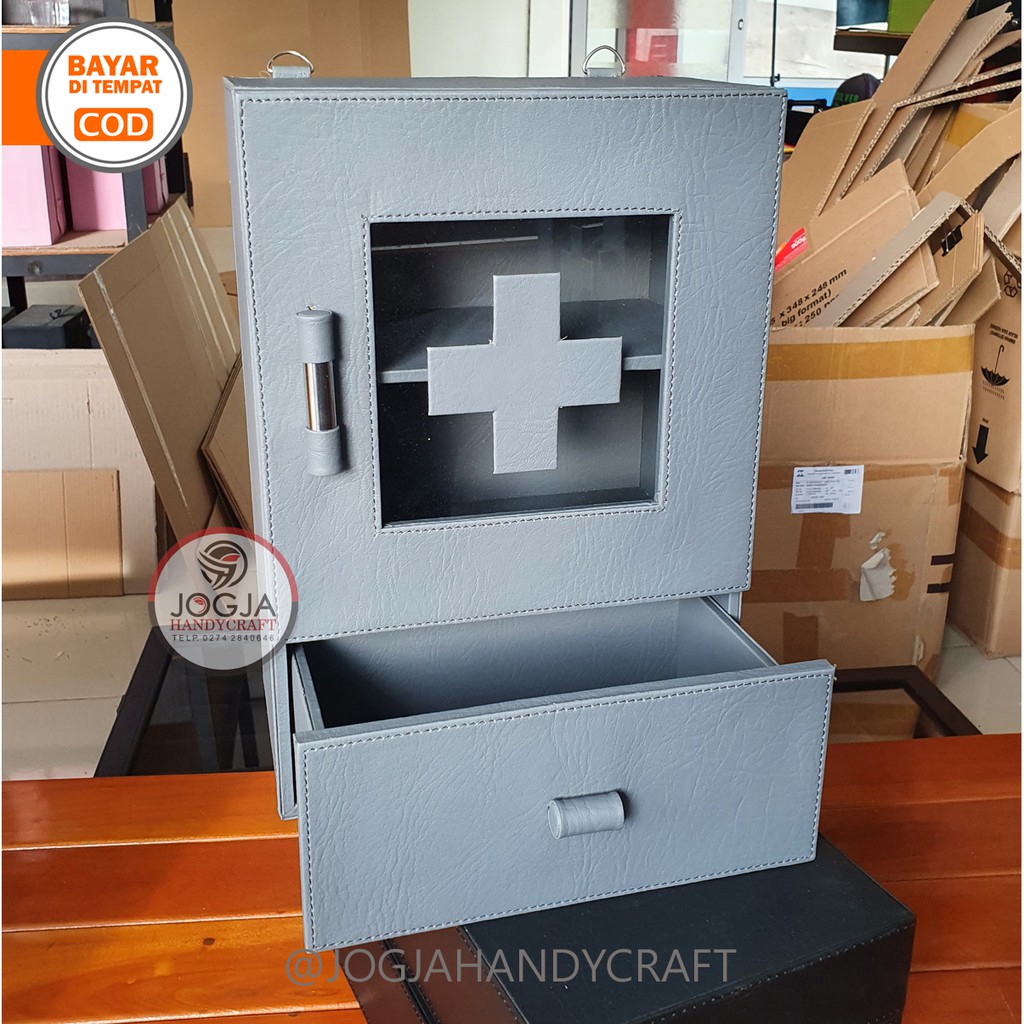 Exclusive - Kotak Tempat Obat P3K Dinding PU Leather