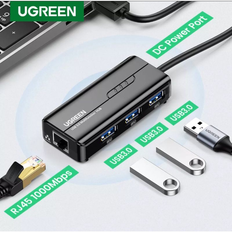 Ugreen Usb 3.0 to LAN RJ45 Ugreen Hub Ethernet 1000mbps for Laptop Mi Box S Original