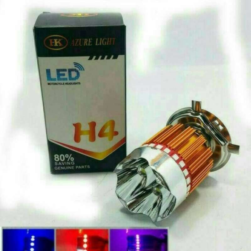 Bohlam Lampu Depan LED H4 Kaki 3 Azure Light Vixion/Tiger/GSX AC/DC