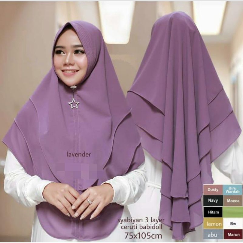 bisa COD jilbab Khimar syahbian 3 layer hijab instan hijab sar,i hijab non pet