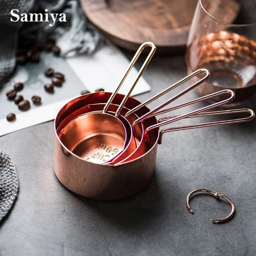 Measuring cup spoon 4in1 / sendok takar ukur set rosegold gold / sendok takar kopi