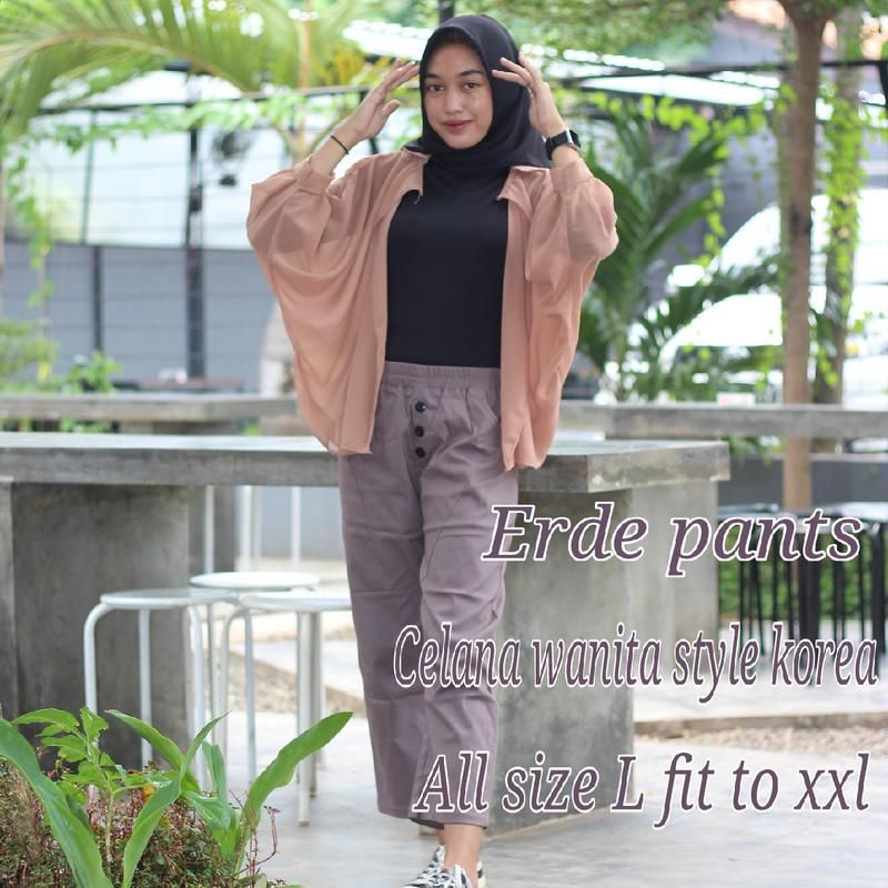 TERMURAH CELANA PANJANG WANITA ERDE PANTS KOREA CEWEK BAGGY BAHAN KATUN TWIIL STRETCH