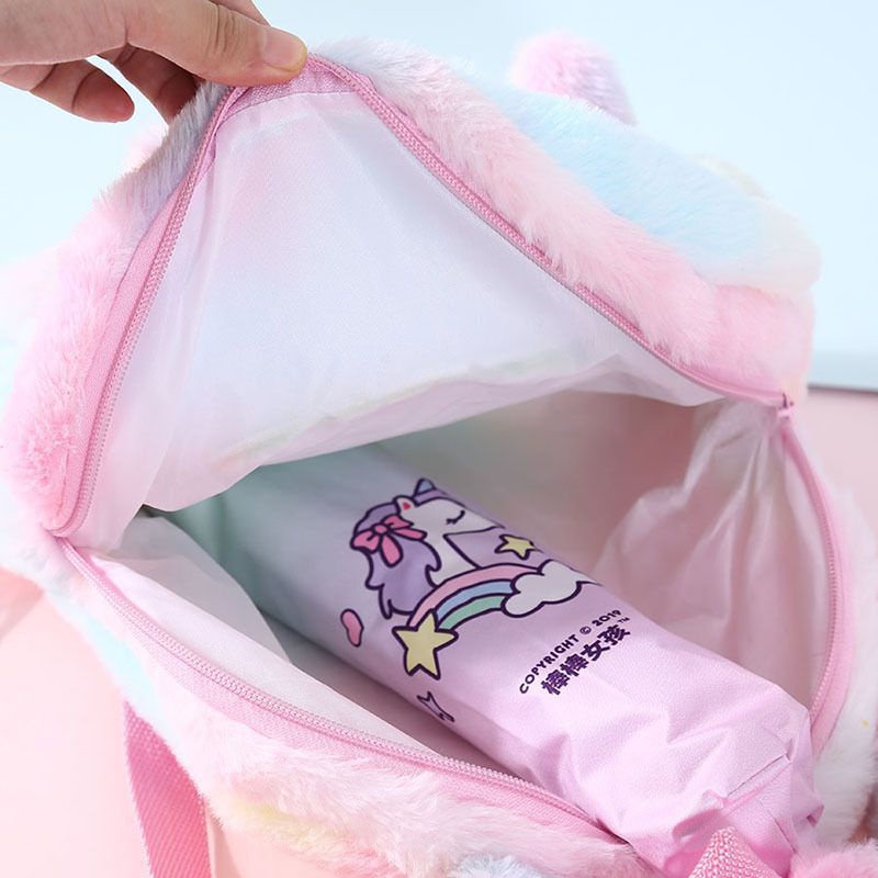 Tas Ransel Bulu Anak Perempuan Unicorn cat pom pom lucu kado anak perempuan import tas bulu