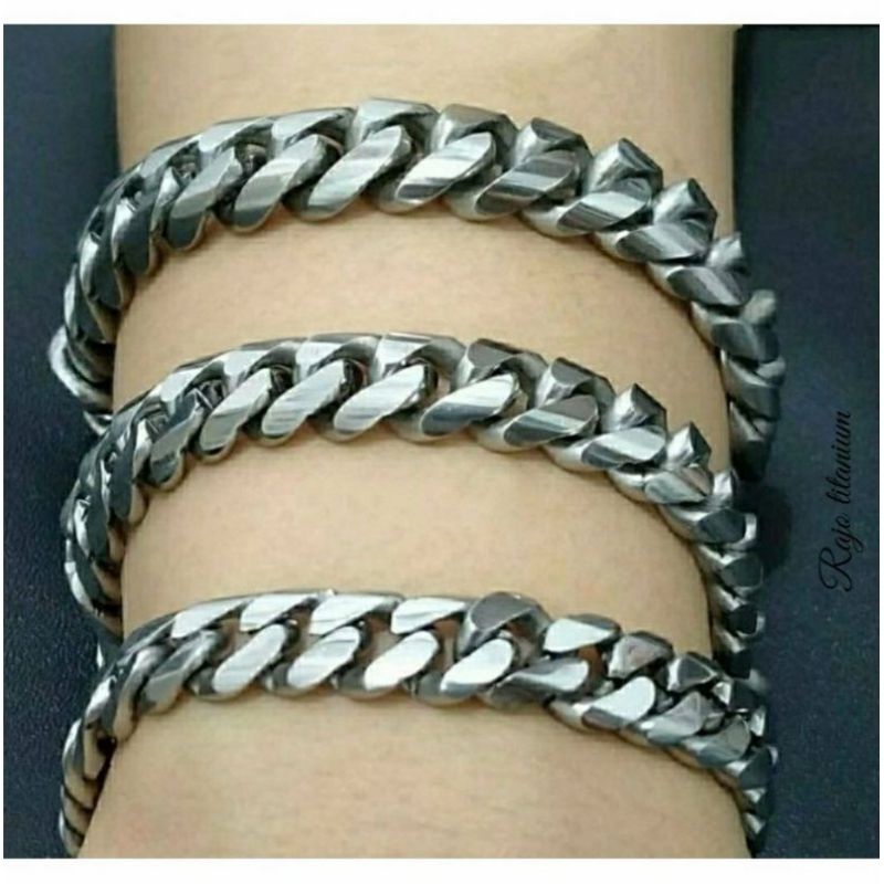 GELANG RANTAI BAJA PUTIH PRIA