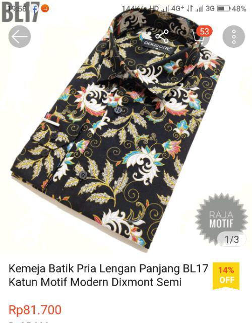 Kemeja Batik Pria Lengan Panjang Bl20 Katun Motif Modern Dixmont Semi Slimfit Premium