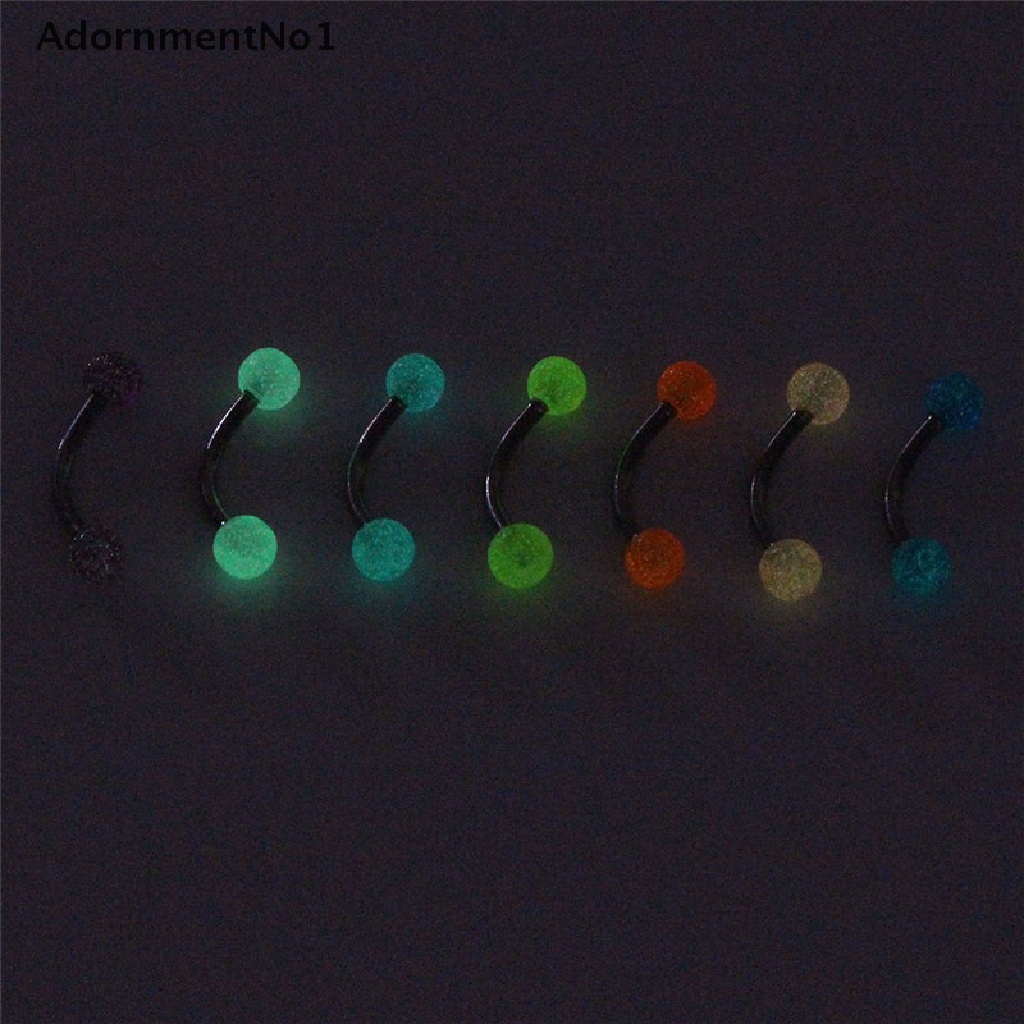 (AdornmentNo1) 7pcs / Set Anting Tindik Alis Bentuk Barbel Glow In The Dark