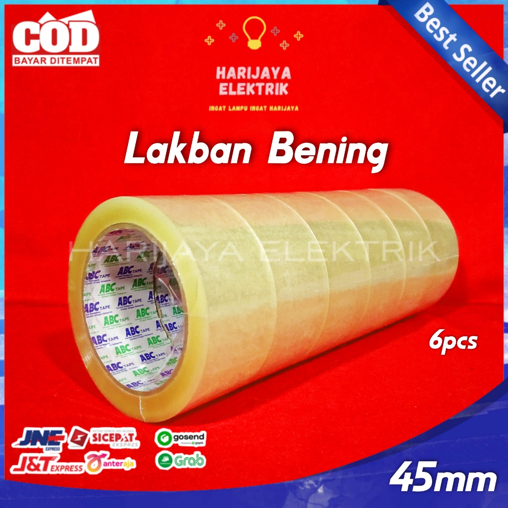 

LAKBAN BENING 45MM 2INCH 90 YARD ABC PACKING TAPE ISOLASI TRANSPARAN 6 PCS