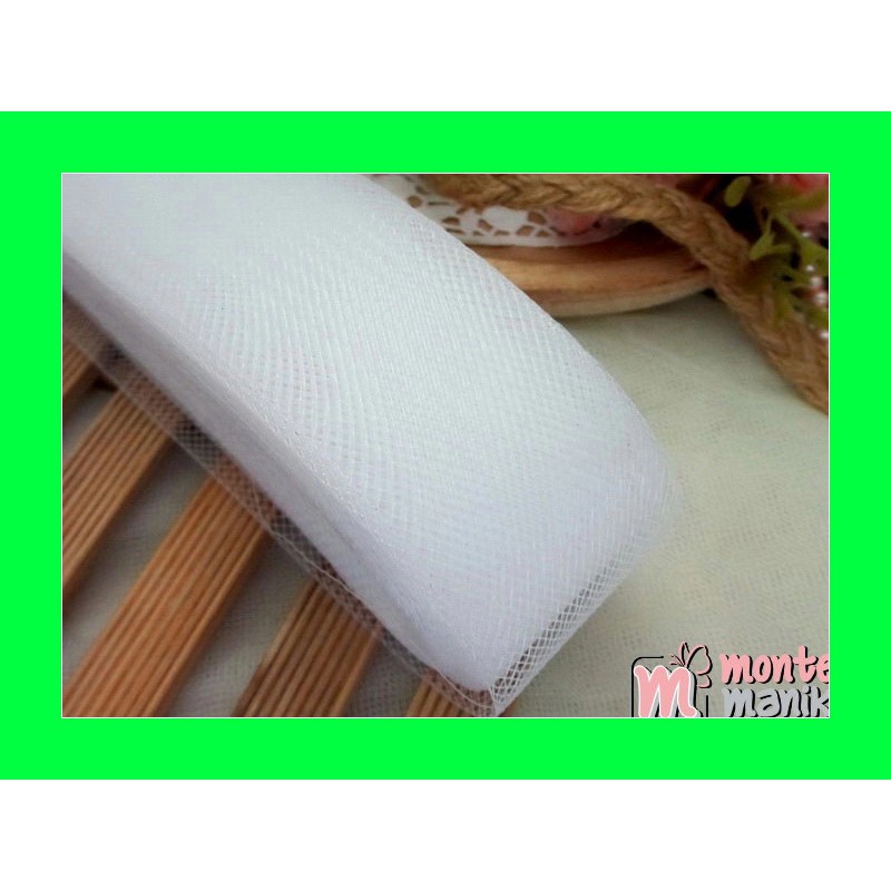 Pita Jala Polos Putih 4 cm MESH-011 Kerajinan Tangan Flanel