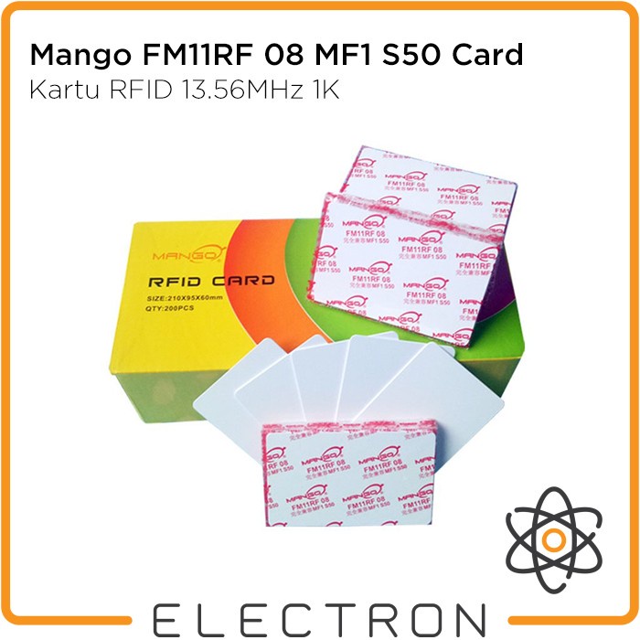 Mango FM11RF 08 MF1 S50 Card RFID 13.56MHz 1K Kartu Akses 1kB Absensi