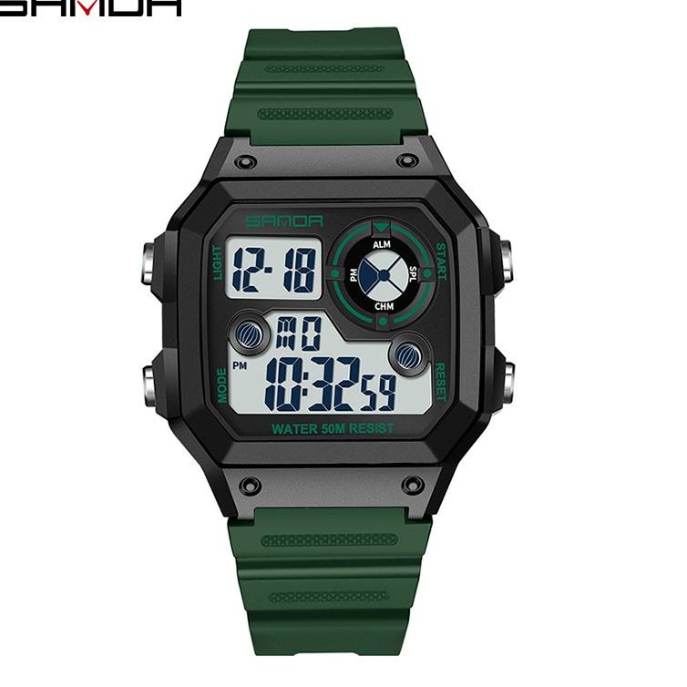 TDN.10Jn22e– SANDA 418 Jam Tangan Pria Digital Tali Rubber Chronograph Anti Air WKOS