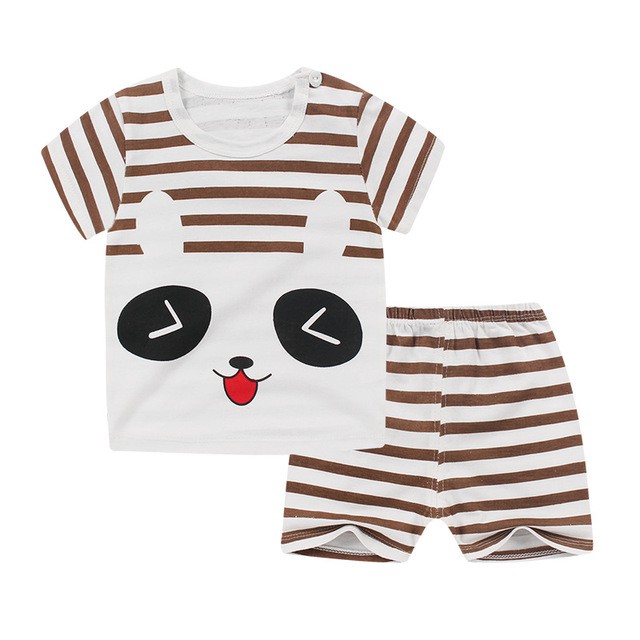 Goblin♛ PB009 COD Baju Jumper Anak Piyama Pakaian Romper Bayi Tidur Fashion Setelan Celana Pendek Import-Bunny Cokelat