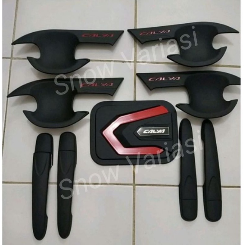 Paket Outer Handle Tank Cover Calya Sigra 2016 2018 2021 Hitam Lis List Merah