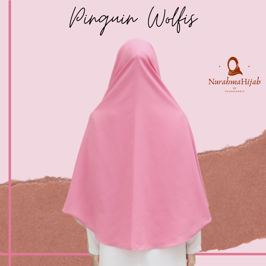 Khimar Ped Antem Pinguin Wolfis XL / Jilbab Instan Simple Ped Woolpeach