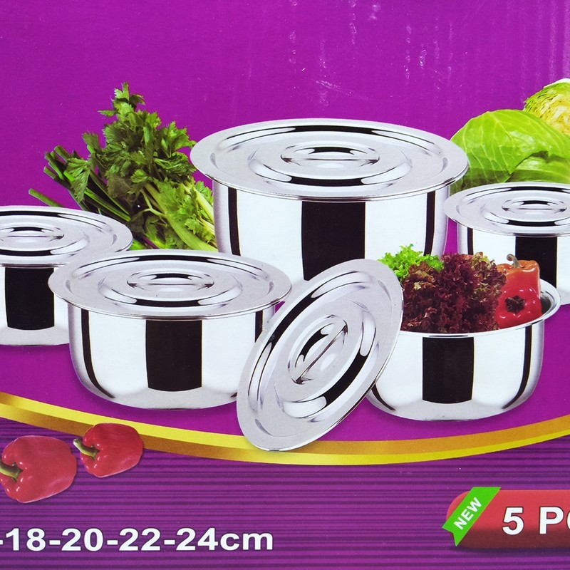 Panci Stock Pot Set Stainless Steel Ware - 5 pcs / Panci Serbaguna