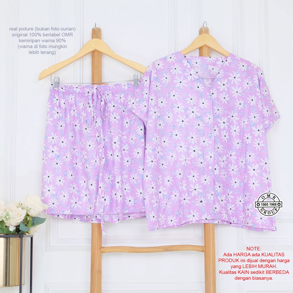 BIGSIZE | XXL 5L LD 120 140 Gemoy Oneset Rayon Polos Aneka Warna Setelan Piyama Jumbo Celana Pendek Sleep Wear Original Meili-Jasmine Purple