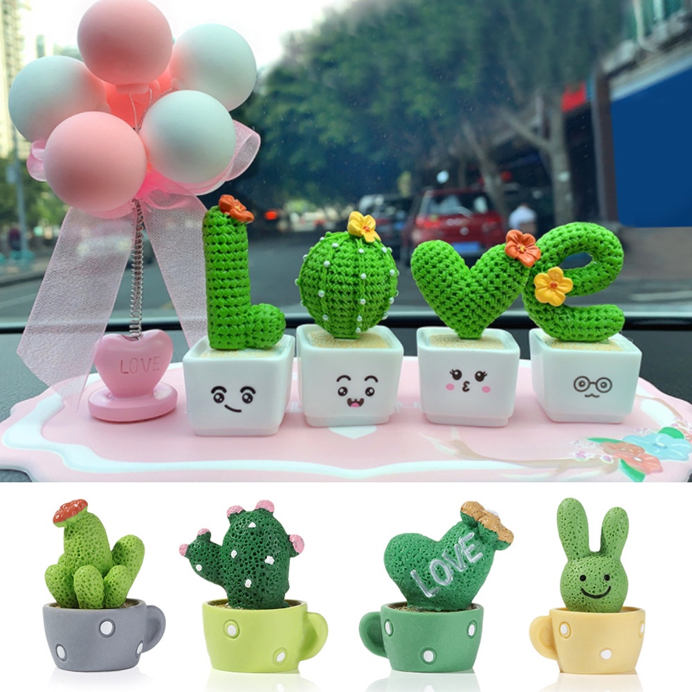 SHOUKEYY Funny Cactus Flower Pot Succulent Plants Mini Sculpture Fairy Garden Miniature Ornament Dollhouse Supplies DIY Outdoor Accessories Car Home Decor