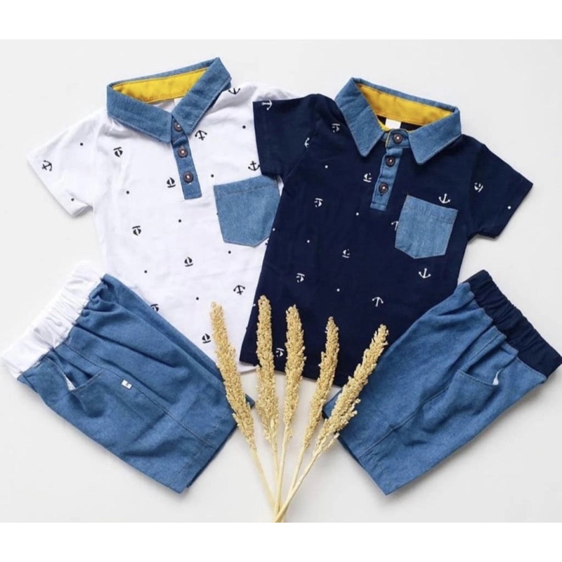 SETELAN ANAK BAJU DAN CELANA ANAK LAKI LAKI DAN PEREMPUAN JANGKAR CELANA DENIM 1-5 TAHUN