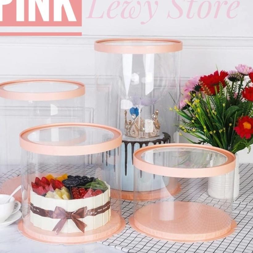 

➲ Cake Box Bulat Dus Kue Kotak Kue Transparant Mika PET 30x30 cm ✩