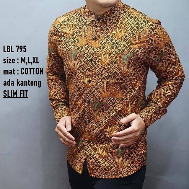 LBL 795 HEM KEMEJA BATIK PRIA SLIM FIT LENGAN PANJANG LUIGI BATANI