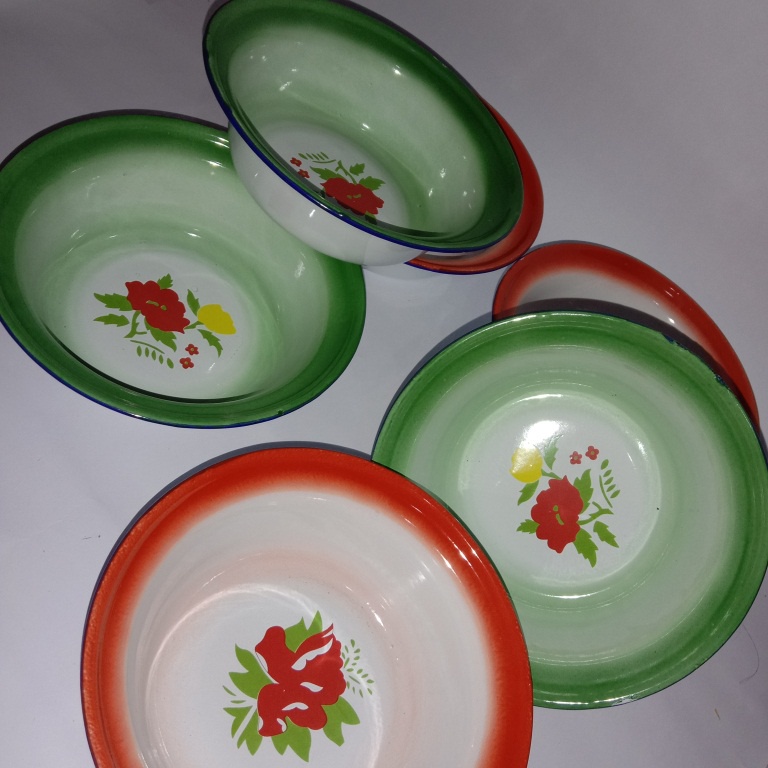 MANGKOK ENAMEL SENG 2(PCS) - MANGKOK SAJI 18cm - MANGKOK KOBOKAN JADUL - MANGKOK ENAMEL