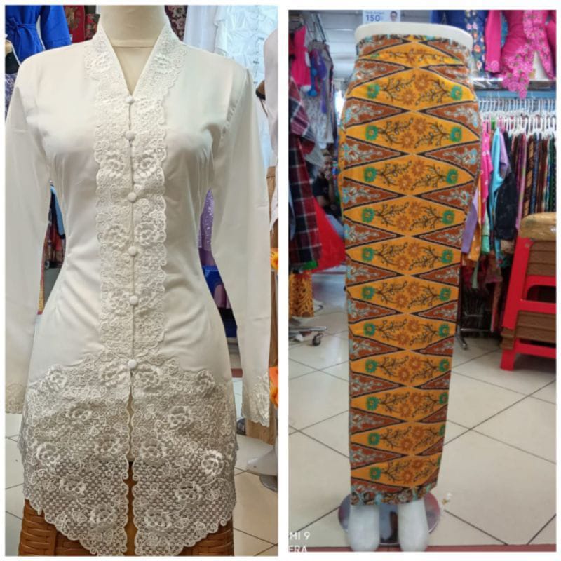 Setelan Kebaya Encim Motif Bordir / Kebaya PNS / Kebaya Betawi / Kebaya Wanita Motif Terbaru