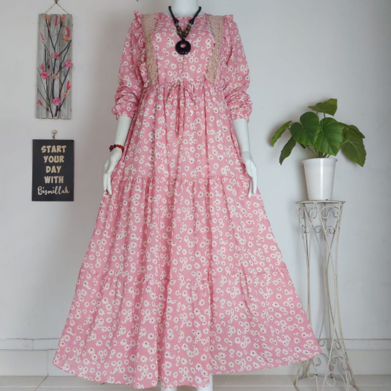 Gamis ceruty renda dada