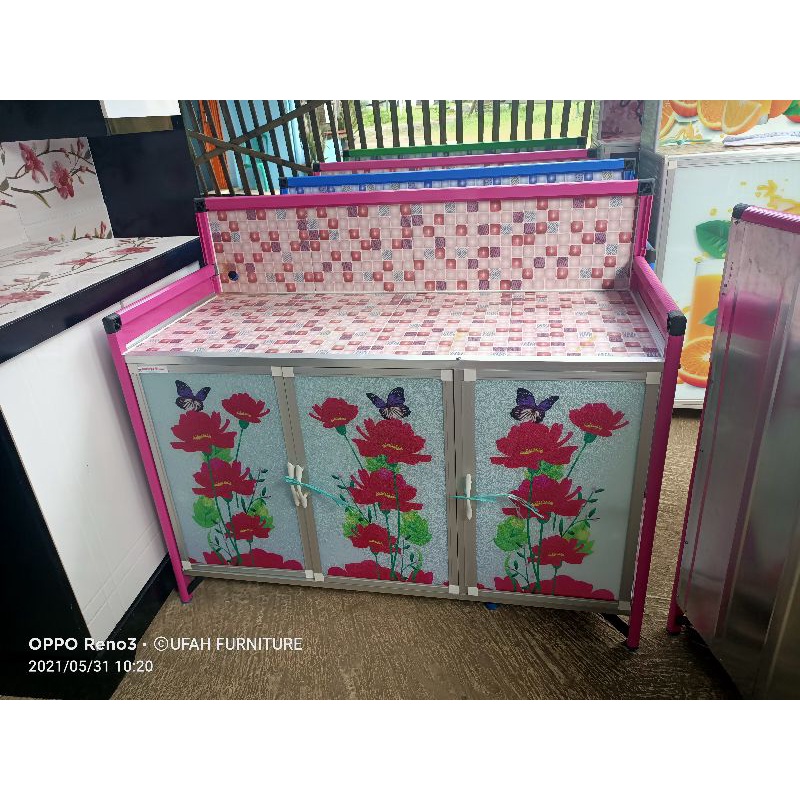 rak piring kompor 2 tungku aluminium