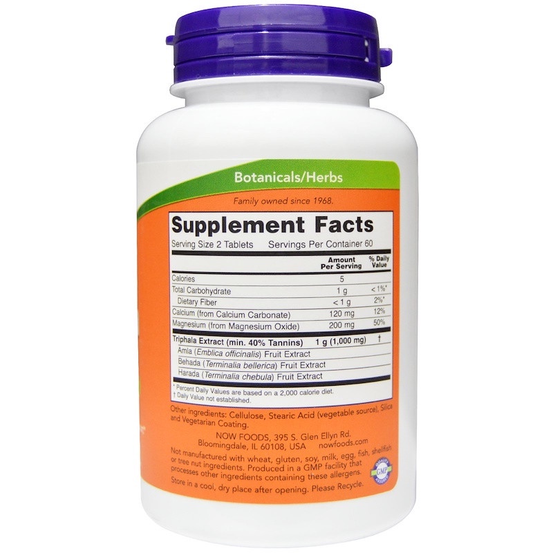 Now Foods Triphala 500 mg 120 Tab Sup Pencernaan Sulit Buang Air USA