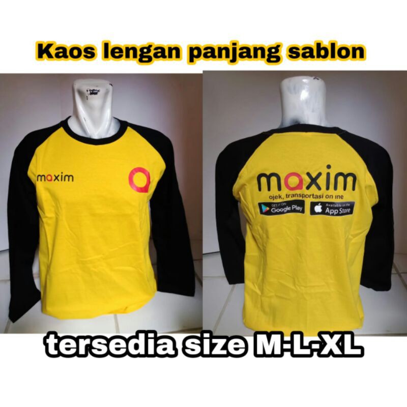 Kaos ojek online maxim lengan panjang Raglan sablon DTF