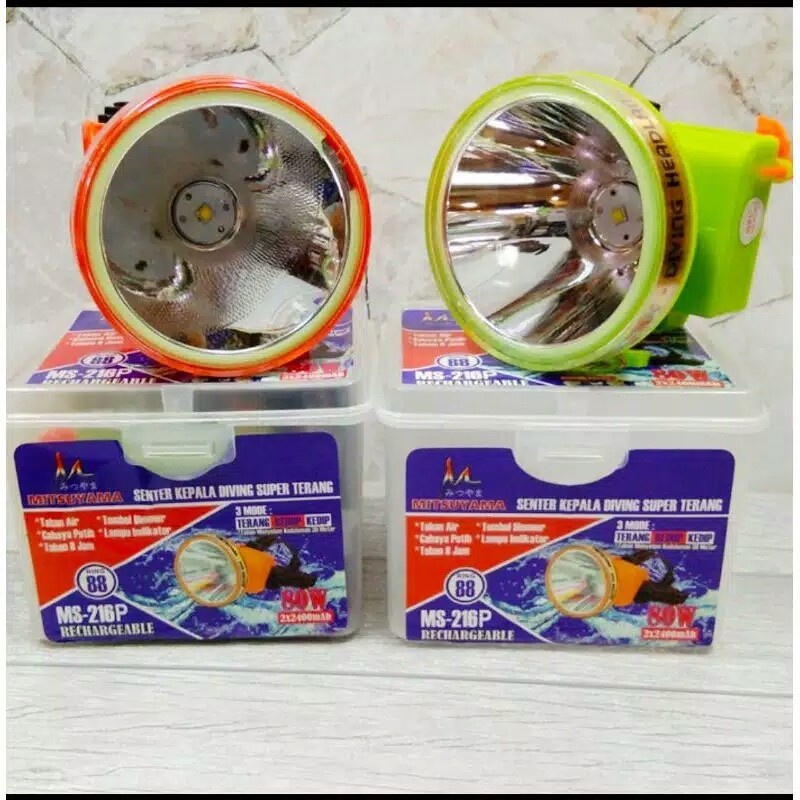 Barangunik2021-Senter Kepala Selam Diving Super Terang 80 Watt Mitsuyama MS 216P/K