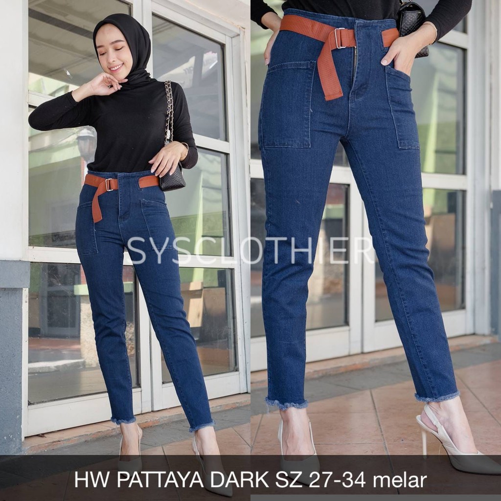 CELANA JEANS WANITA HW PATTAYA DARK CAKEPP BANGETT