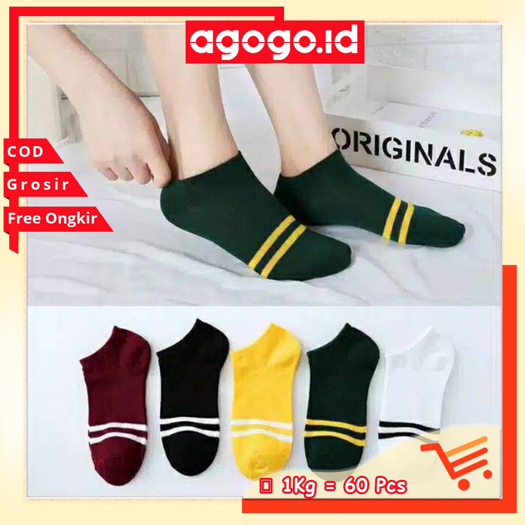 AGG-272 Kaos Kaus Kos Koas Kaki Unisex Ankle Pendek Motif Garis Kombinasi