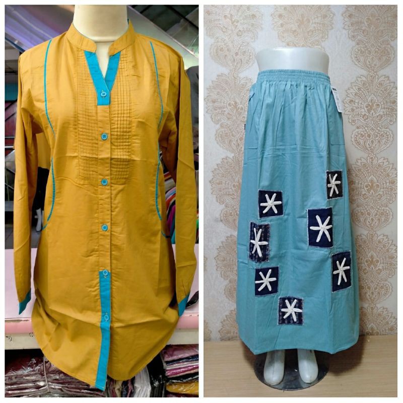 pakaian muslim baju harian baju rok setelan L_A Setcel Rok Katun Bangkok & Baju Katun /santri/santri