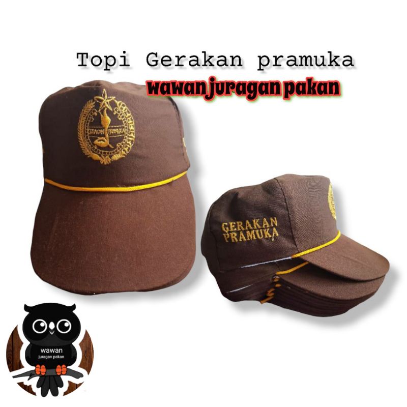 TOPI GERAKAN PRAMUKA BORDIR, BORIDIR KANAN KIRI, ASESORIS PRAMUKA, ATRIBUT PRAMUKA