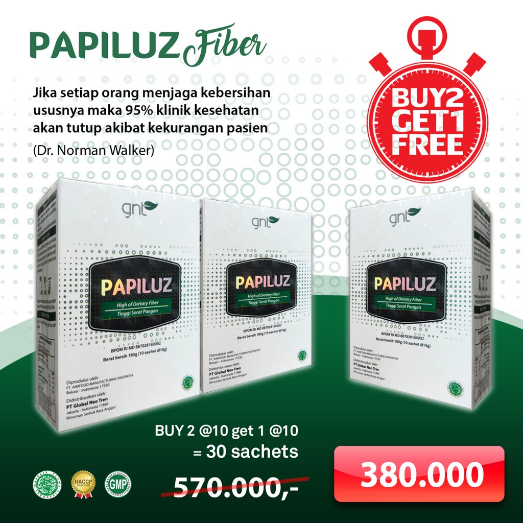 PROMO GNT PAPILUZ FIBER 30 sachet diet - EXP DATE Mei 2022