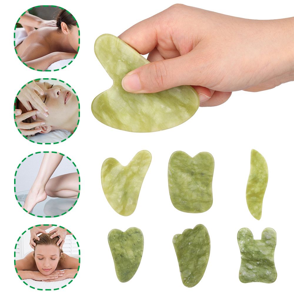 [1 Pc Pack Jade Stone Gua Sha Scraper Board Facial Massager For Face] [Personal Health Care Anti Aging Skin Lifting SPA Body Massager Tool]