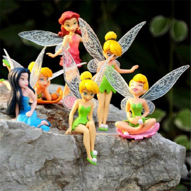 6pcs/Lots Tinkerbell Tinker Bell Fairy Girls Dolls 6pcs Figures Cake Topper Party Toy Gift