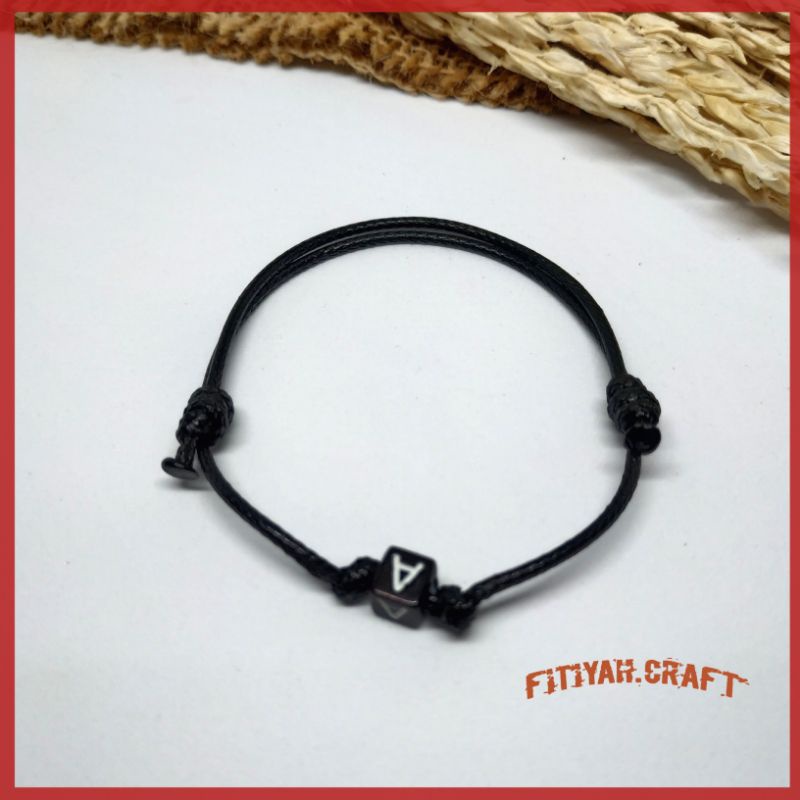 GELANG COUPLE TALI KOREA 1,5 MM INISIAL MANIK DADU GELANG INISIAL MURAH GELANG TALI KOREA