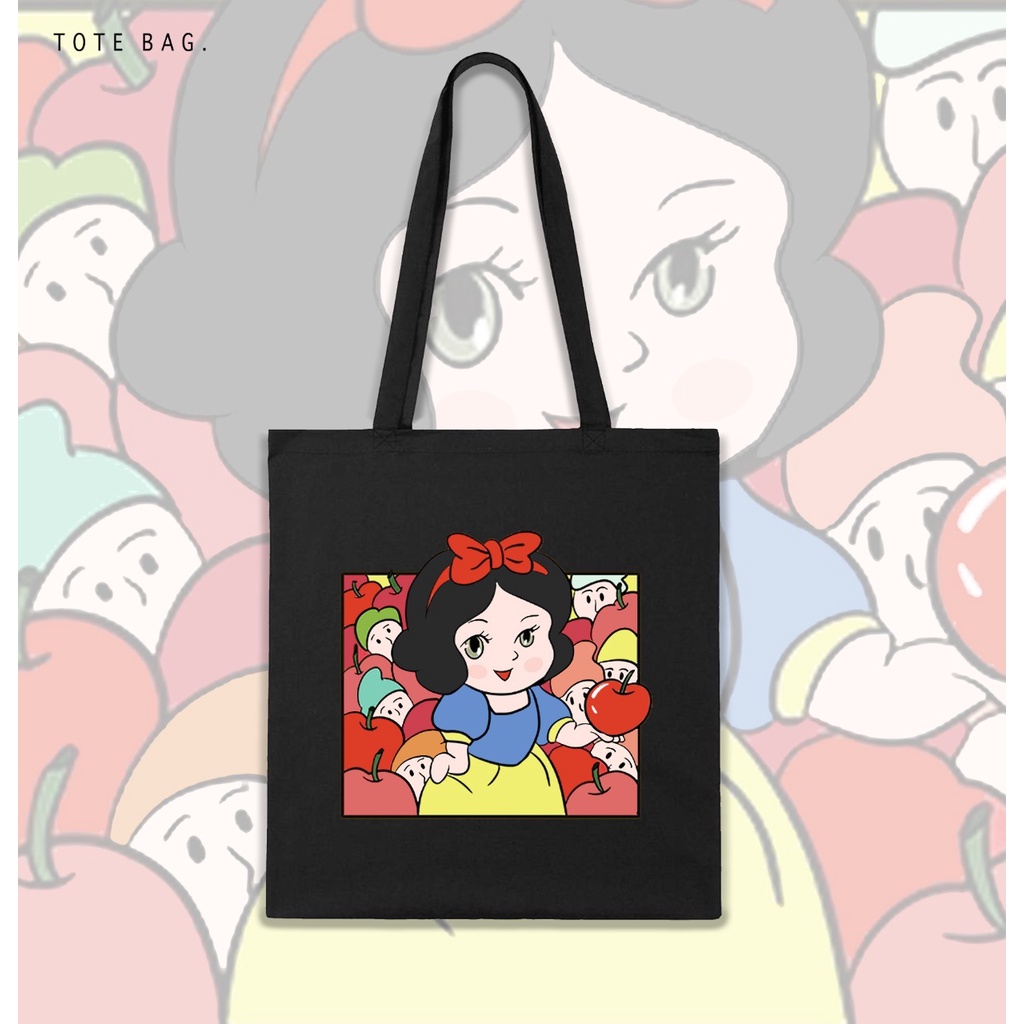 TOTE BAG WANITA / SNOW WHITE / TAS LES / TAS KULIAH / TAS SANTAI / BAHAN KANVAS