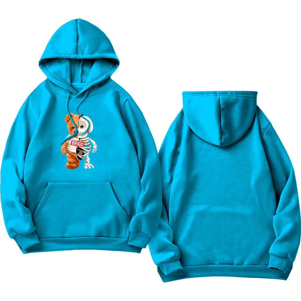 BRIGO Jumper Hoodie Beruang 2muka II Sweater Hoodie BRIGO Sablon DTF Fleece Cotton II SIZE M-XXL (Pria &amp; Wanita) Free stiker&amp;Gantungan Kunci