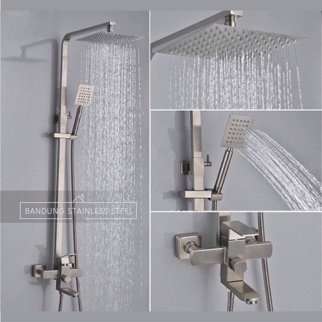 Wall shower keran set Head Hand Shower Kran panas dingin stainless steel