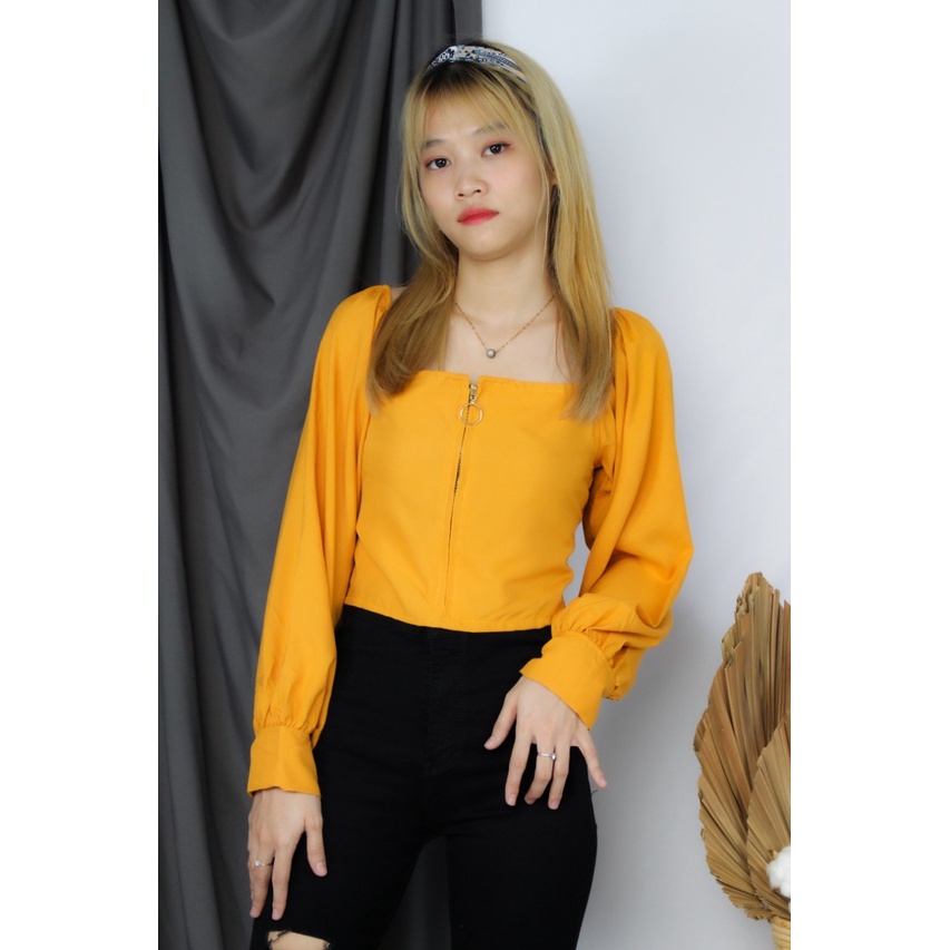 RX Fashion - Blouse Crop Zipper Twistcone -R1