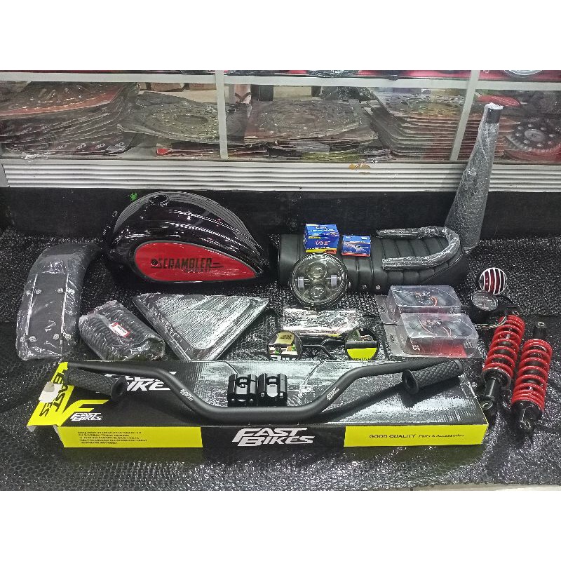 PAKET BODY SET JAPSTYLE SCRAMBLER CAFERACER BRATCAFE TIGER GL MEGAPRO BYSON THUNDER SCORPIO