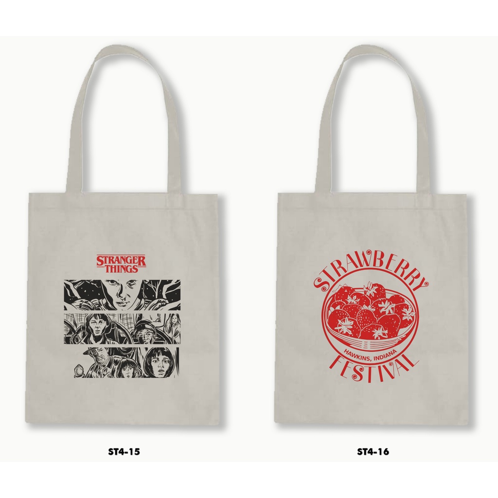 Tas Tote Bag Resleting Kanvas/Blacu  - Stranger Things 4 - 01